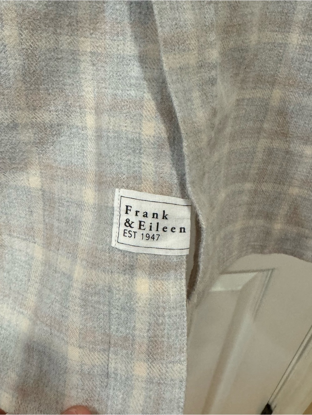 NEW Frank & Eileen Eileen Relaxed Button-Up Flannel in Camel Cream Gray Plaid L - Picture 6 of 10